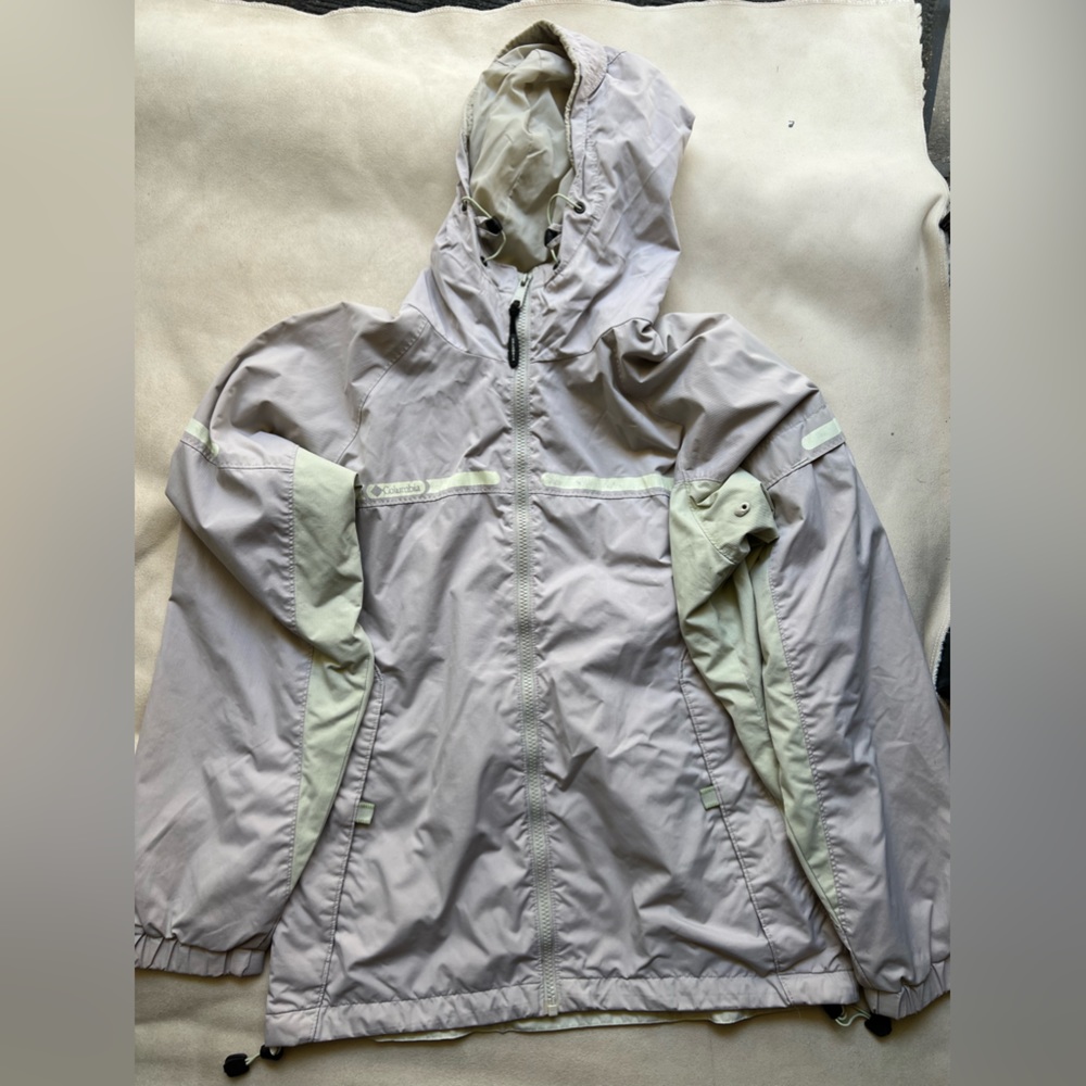 Columbia Rain Jacket Women’s Medium Gray coat hooded packable nylon Small